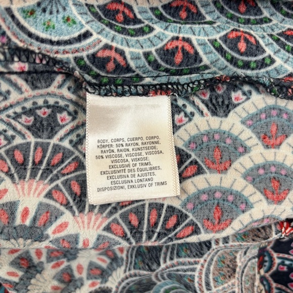 Anthropologie Maeve Monaco Empire Fan Print Smocked Dress Women’s Size Large - Picture 6 of 8